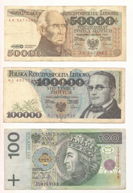 Lot de 9 Billets de Pologne