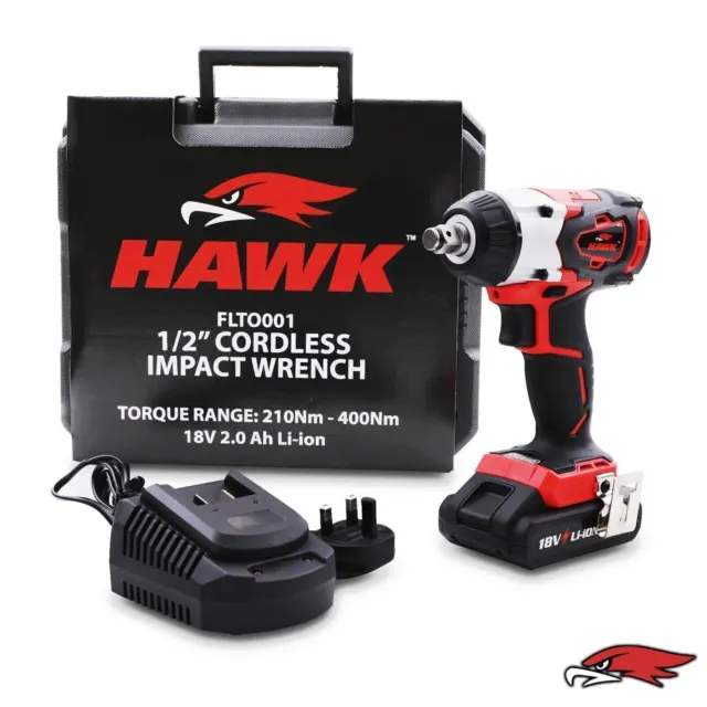 Hawk Tools 1/2" 1/2 Inch Nm 18V Cordless Brushless Impact Wrench Buzz Driver