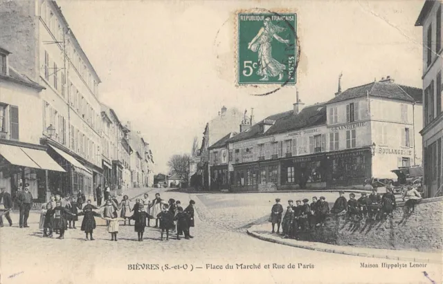 Cpa 91 Bievres / Place Du March / Rue De Paris / Town Hall / Children