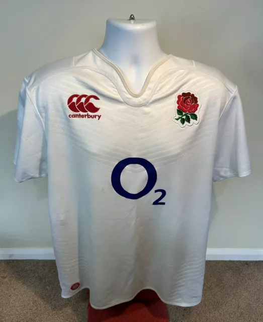 England 2015/2016 Canterbury Home White Shirt Rugby Mens Size XL