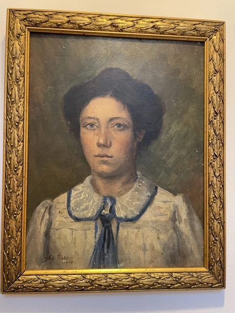 FRENCH ANTIQUE OIL Portrait Painting Of A Young Lady/ Girl. Free ...