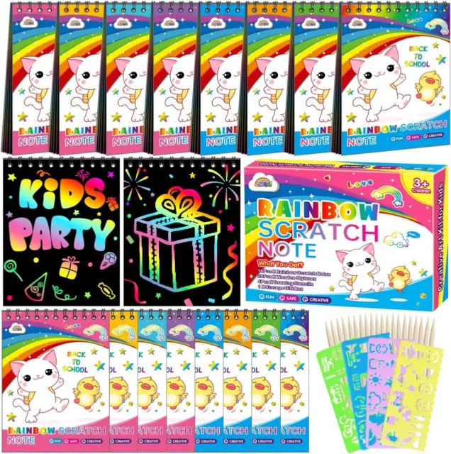 ZMLM Scratch Notebook Party Favors: 16 Pack Party Bag Fillers for Kids Rainbow