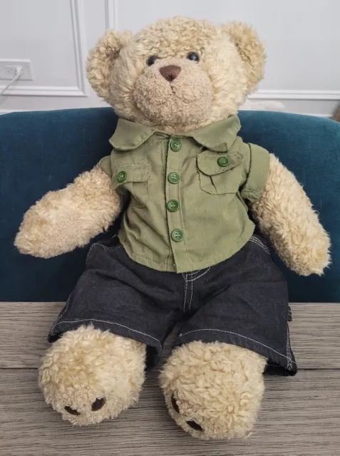 15" Build a Bear Workshop Teddy Bear with Green Shirt Jeans Boxers - Adult Owned