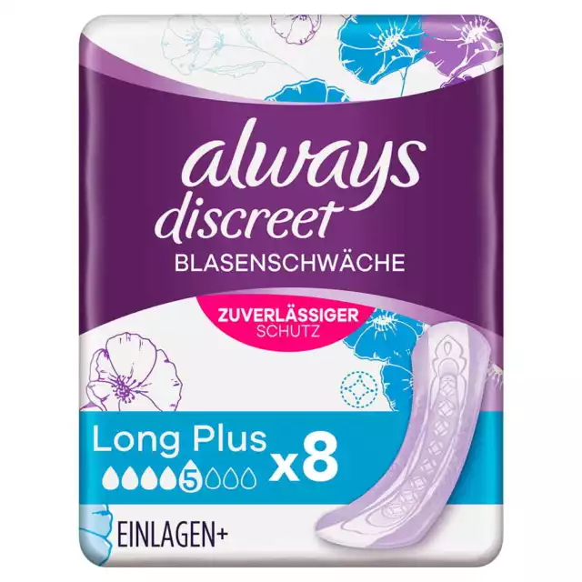 Always discreet Einlagen + Long Plus 8 St Binden