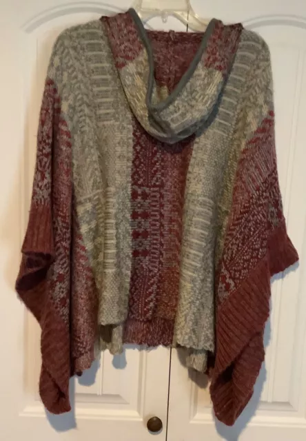 Vintage Havana Brand Hooded Poncho Sweater Shawl Womens Size Medium 2