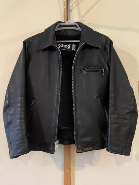 SCHOTT 643E SINGLE Riders Jacket with Liner Collar Leather Black Size ...