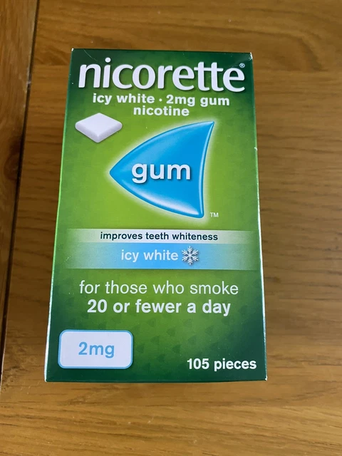 Chicle de azúcar Nicorette nicotina 2 mg - blanco helado 105