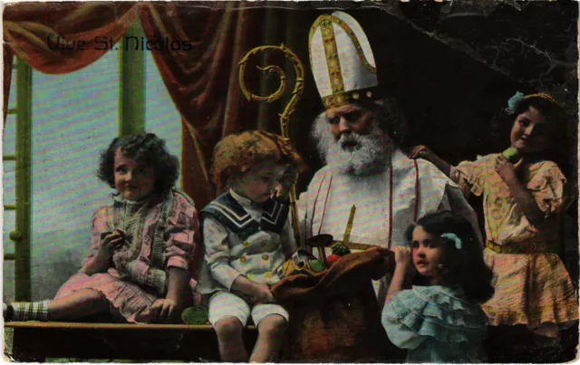 PC ST NICOLAS, VIVE ST. NICOLAS, Vintage REAL PHOTO Postcard (b46231)