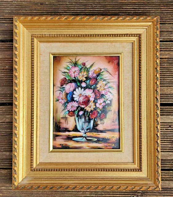 Coupelle En émaux De Limoges Bleu Noir Avec Cristaux - Pièce Artisanale Signée, En Cuivre, Occasion Bon état