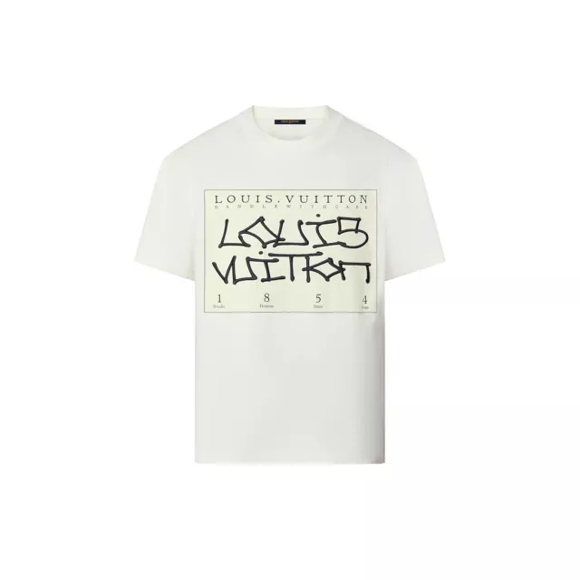 LV show limited to 23ss new blue presbyopia slogan letter logo print  T-shirt