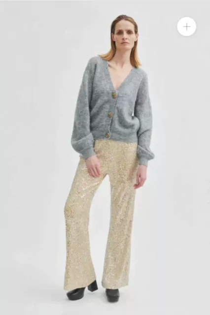 Second Female Shine On Trousers  - Silver - Size Medium - Bnwt - Rrp $285