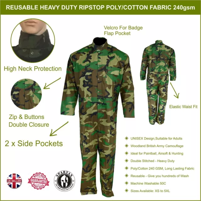 UK Kids Youth Woodland CAMO Coverall Overall Boiler Suit Party Airsoft Paintball