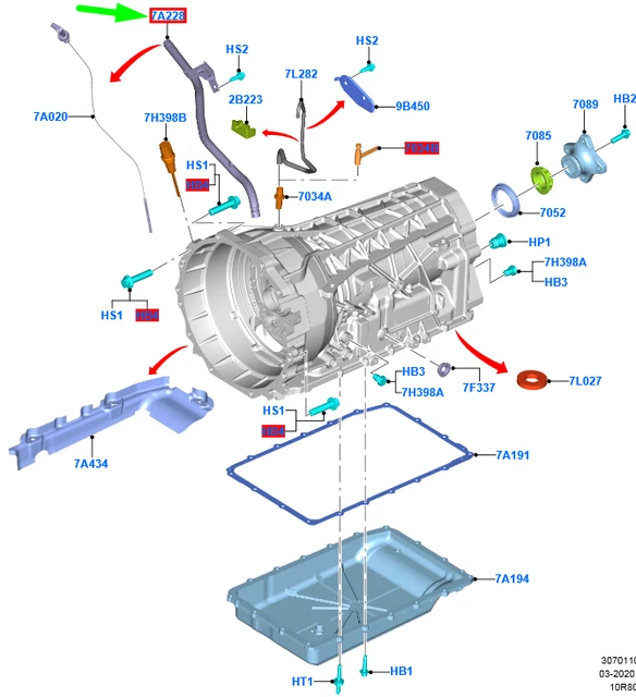 FORD RANGER T6 MK1 Oil Dipstick Guide Tube JB3P7A228AB 2316188 NEW