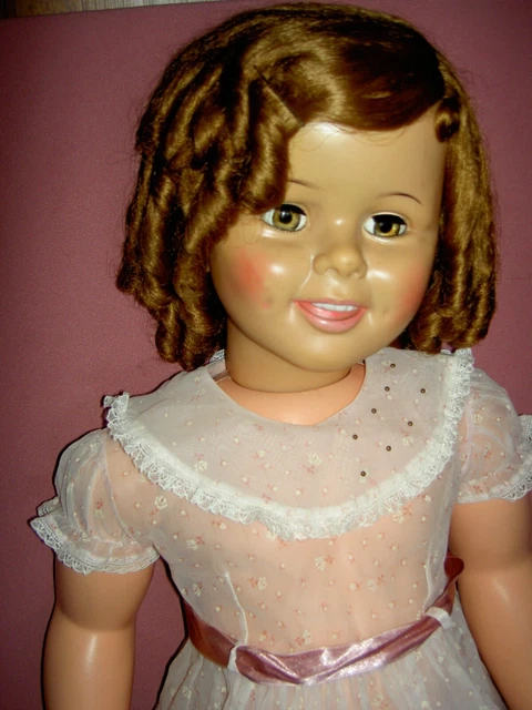 Lovely 35" sgnd. Ideal, 1957 vinyl SHIRLEY TEMPLE doll TWIST WRISTS PlayPal size