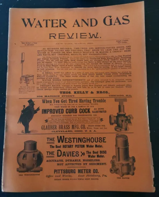 Vintage Water And Gas Review Magazine March 1898 Trump Manufacturing Co Nash