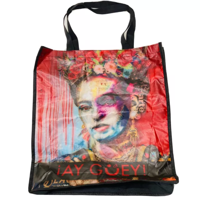 Ay Guey Frida Kahlo Reusable Bag Purse Shopping Canvas Black Colorful • VGUC‼ Ay Guey Frida Kahlo Reusable Bag Purse Shopping Canvas Black Colorful • VGUC‼