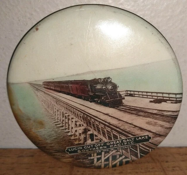 Lucin Cut Off- Great Salt Lake  Southern Pacific Train Pocket Mirror