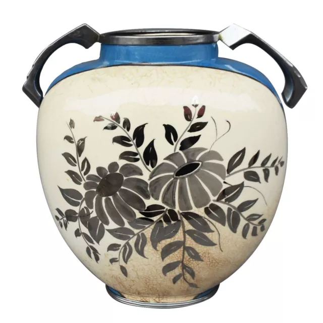 Vase à anses céramique craquelée Frères Boch pour la Louvière