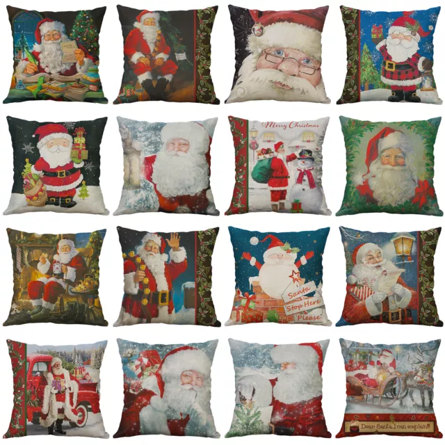 Father Christmas with Presents Throw Pillow covers Santa Claus Cushion Cover