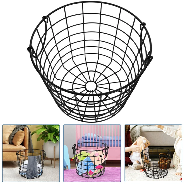 Iron Wire Laundry Hamper Dirty Laundry Hamper Cart Clothes Storage Basket Home