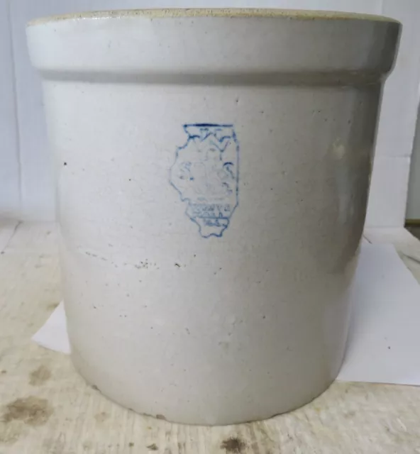 Antique SP&S Co. White Hall Illinois 7-5/8" One Gallon Stoneware Crock VGC