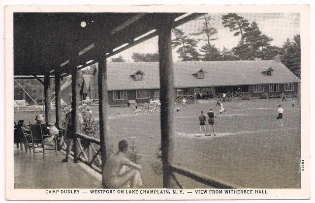 WESTPORT on LAKE CHAMPLAIN NY Postcard CAMP DUDLEY Baseball Players NEW YORK
