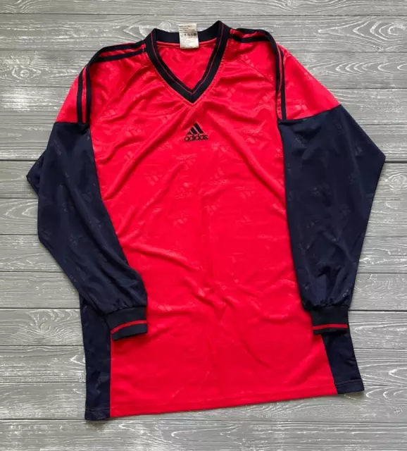 Vintage Adidas Equipment Football Shirt Soccer Jersey Red Mens L