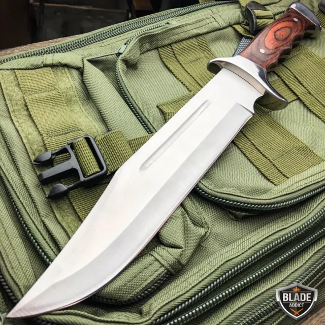 15" TACTICAL SURVIVAL Rambo FIXED BLADE Full Tang Camping KNIFE Hunting w SHEATH