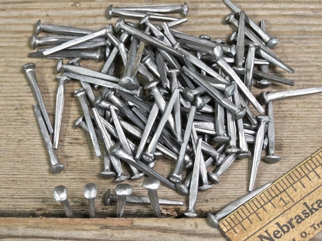 1” Square NAILS 100 quantity round small domed head brads vintage antique rustic
