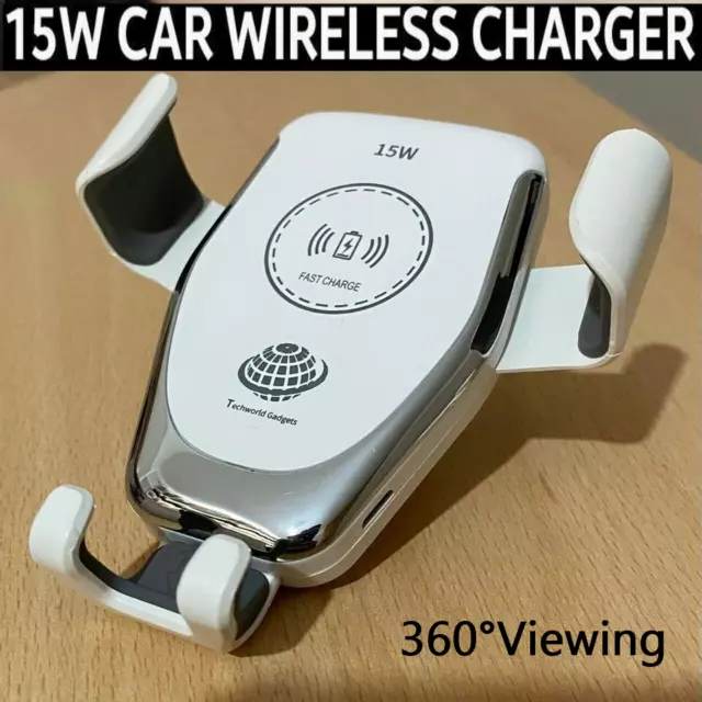 Automatic Clamping 15W Wireless Car Charger Fast Charging Mount Phone Holder UK.