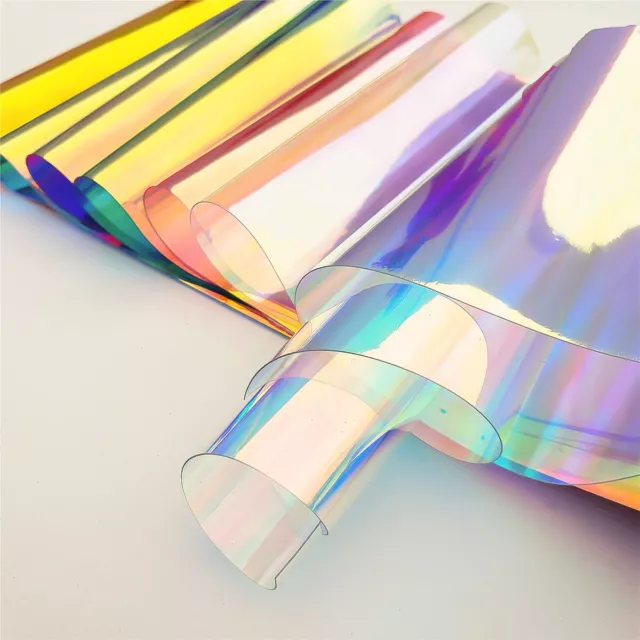 7pcs Holographic Clear PVC Iridescent Magic Mirror Multicolor Fabric Vinyl