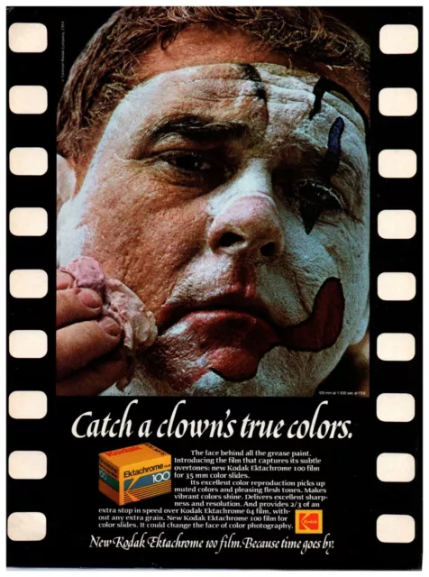 1970s Kodak Film Camera Kodacolor 100 Face Paint Vintage Print Ad