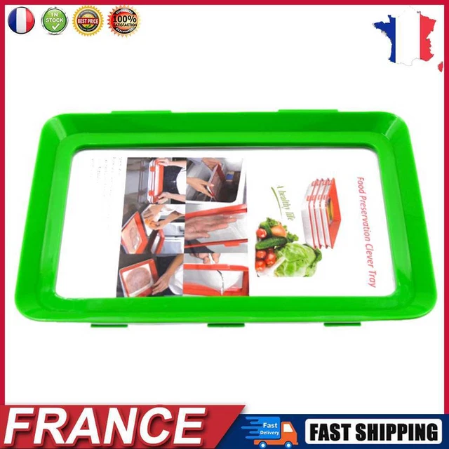 Food Preservation Tray Plastic Food Fresh Storage Plates Container (Green) fr