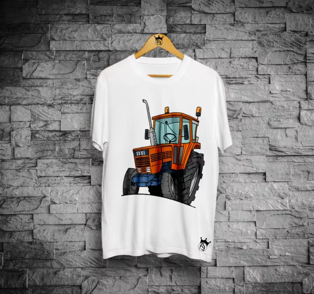 T-Shirt maglia per uomo manica corta in cotone trattore ARANCIONE same cartoon