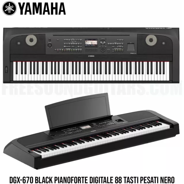 Yamaha DGX-670 Black pianoforte digitale 88 tasti pesati nero