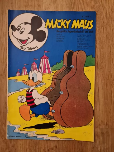 Micky Maus Heft Nr.22 von 1970 (Z 1-2) mit Sammelbild+ Sammelmarke+Klappseiten