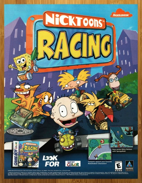 2000 NICKTOONS RACING GBC Print Ad/Poster Spongebob Hey Arnold Rugrats ...