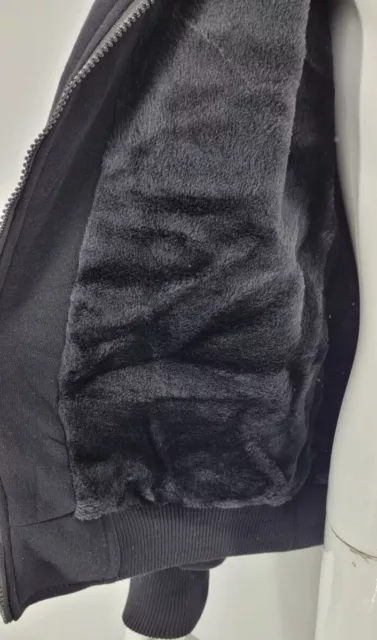 Mens Thick Soft Fur Fleece Heavy Duty Work Zip Up Hoodie Winter Black Sweatshir 3
