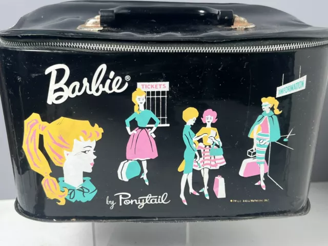 Vintage 1962 Barbie Travel Carry Case by Ponytail Mattel Zipper Handle Graphic