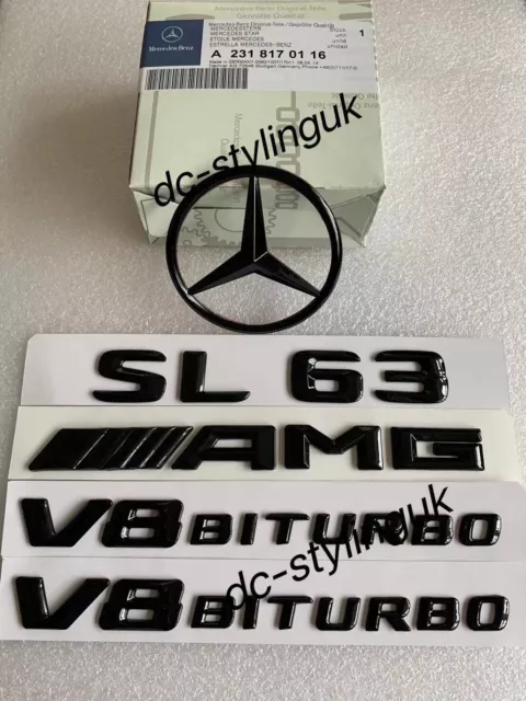 Hochglanzschwarz Stern hinten & Abzeichen Embleme für Mercedes SL63 AMG R231