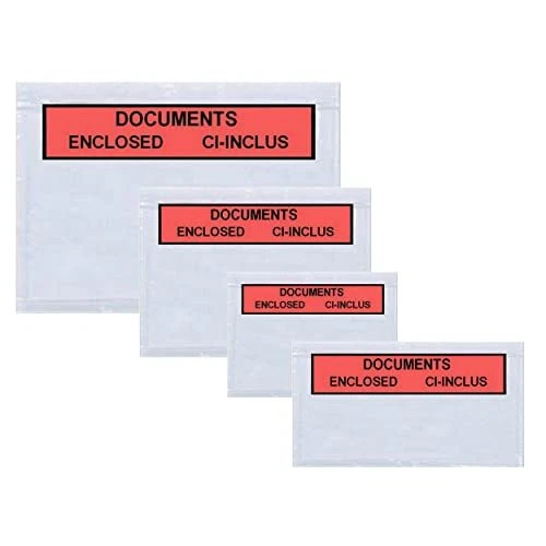 Pochette Porte Document Transparente Adhésive Enclosed Ci-Inclus - Tailles Di...