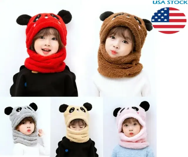 Kids Winter Hats 5 Pack Girls Boys Full Head And Neck Cover, 5 Colors Lot
