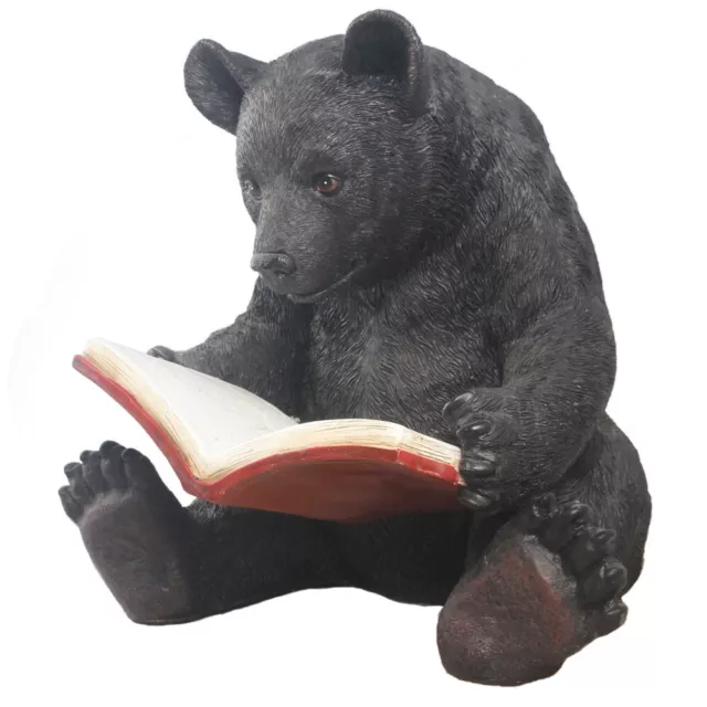 Black Bear Reading Cottage Lodge Decor Display Wildlife Garden Statue