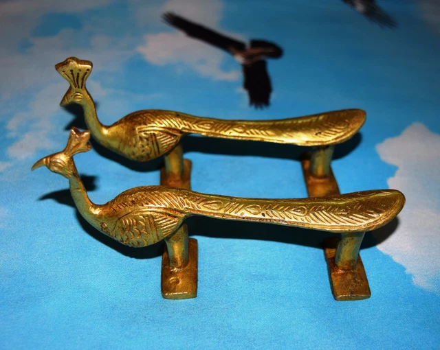 Peacock Pair Brass Door Handle Handicraft Design Window Bar Pull Door Decor RO76