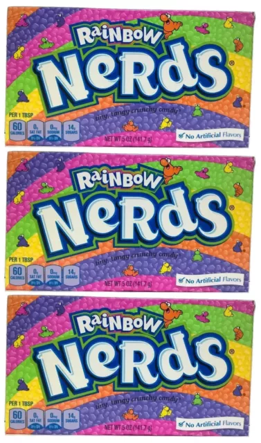 3x Formally Wonka Rainbow Nerds Crunchy Candy Large Box 141.7g American Sweets