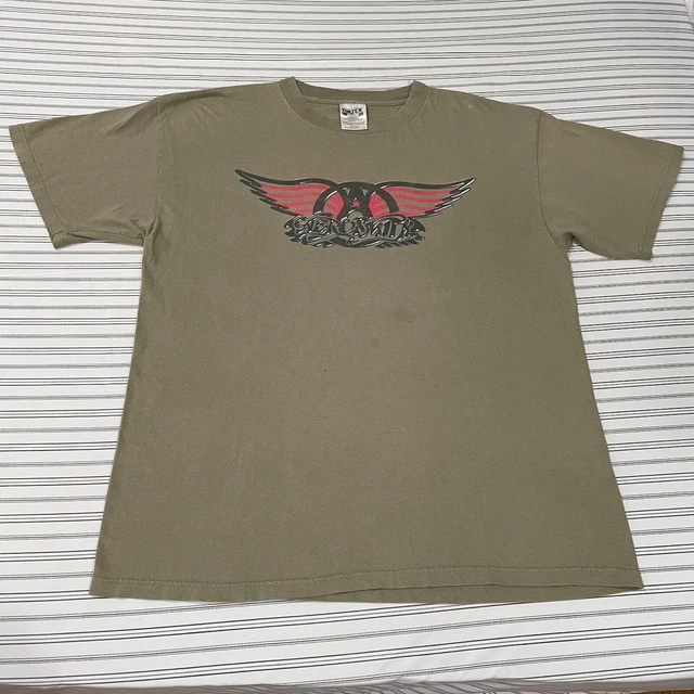 Vintage Aerosmith Shirt Mens XL Beige Nothing Can Stop This Rock World Tour 1999