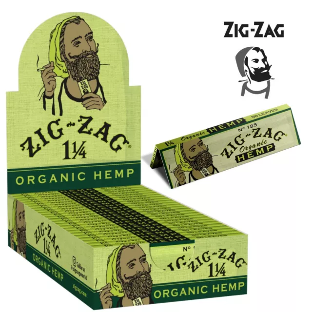 Zig Zag Organic Hemp Green 1.25 1 1/4 Rolling Paper 24 Booklets FULL BOX