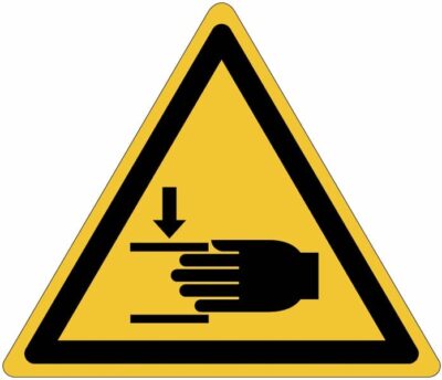 Segnaletica bordo macchine Rischio di schiacciamento, rulli dentati