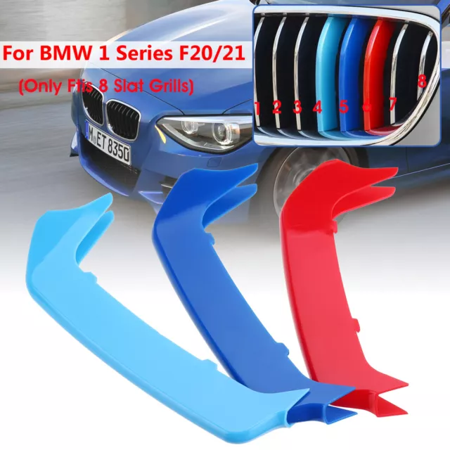 M Sport Front Kidney Grille 3 Color Cover Stripe Clips For BMW 1 Series F20 F21