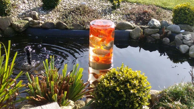 FISCH GLAS TEICH Glas Fischturm Fischsäule Goldfischrohr Gartenteich
